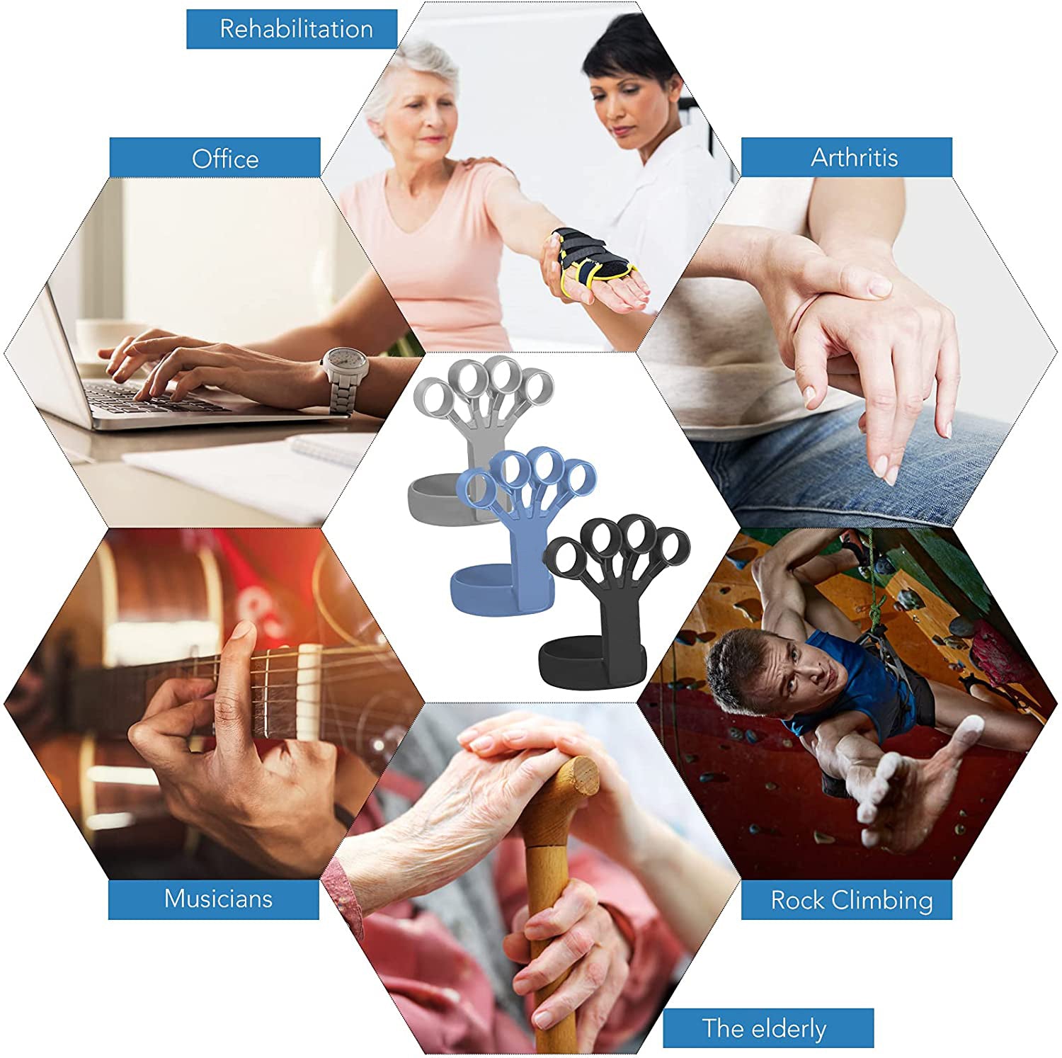 MAXIMFITNESS STORE Silicone Finger Grip Trainer and Exercise Stretcher for Rehabilitation