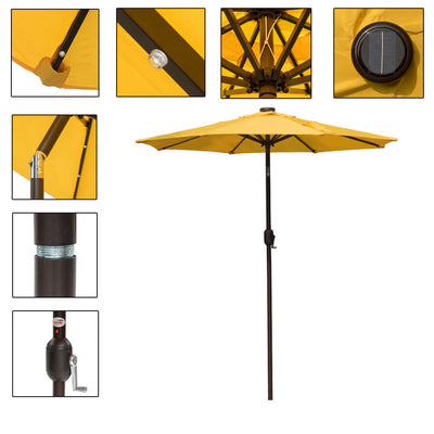 Danlong Promotion Outdoor 7ft Garden Camping Solar Panel LED Patio Umbrella Parasol With Tilt