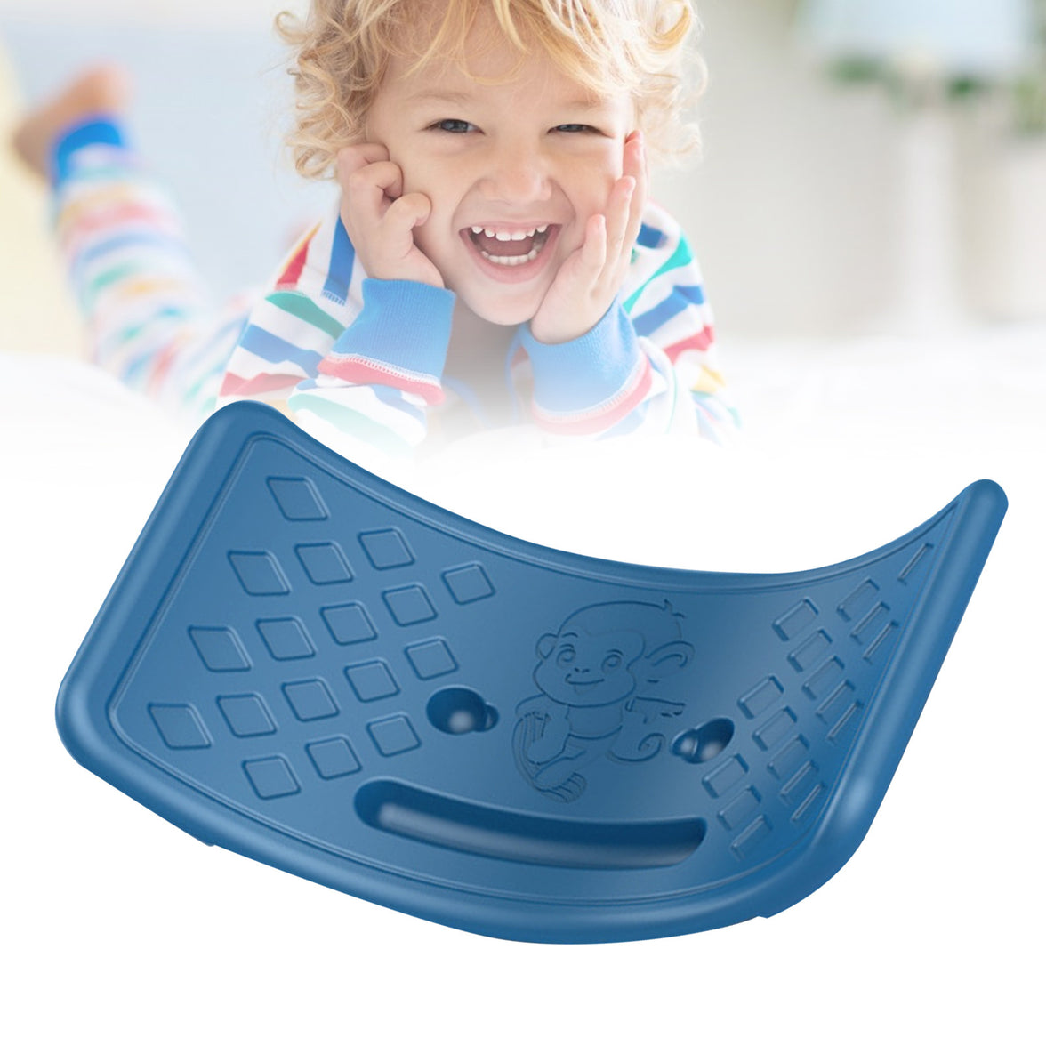 Balance Seesaw Board Plastic for Kids Toddlers Teens Balance Training Board with Elastic Ball Blue